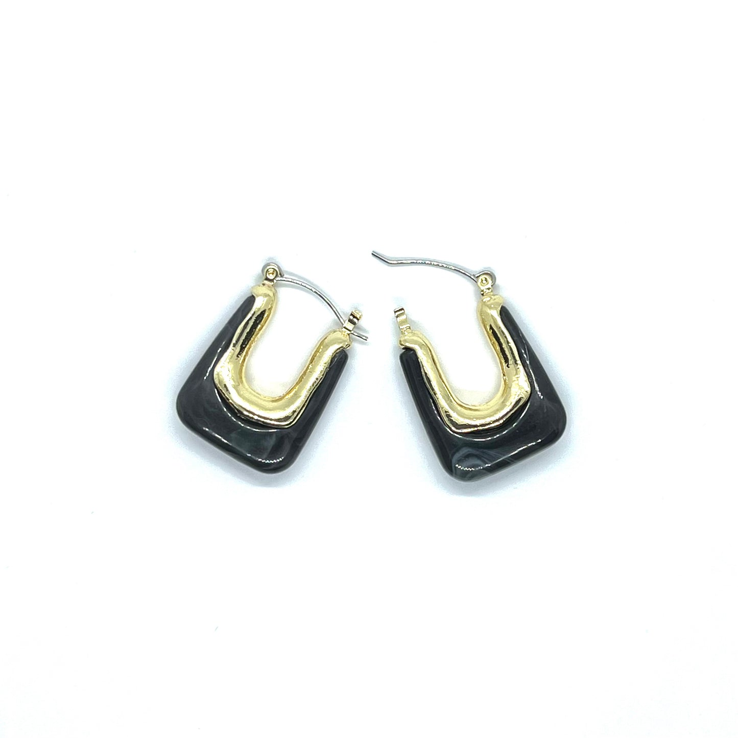 Transparent Resin Golden Stud Earrings