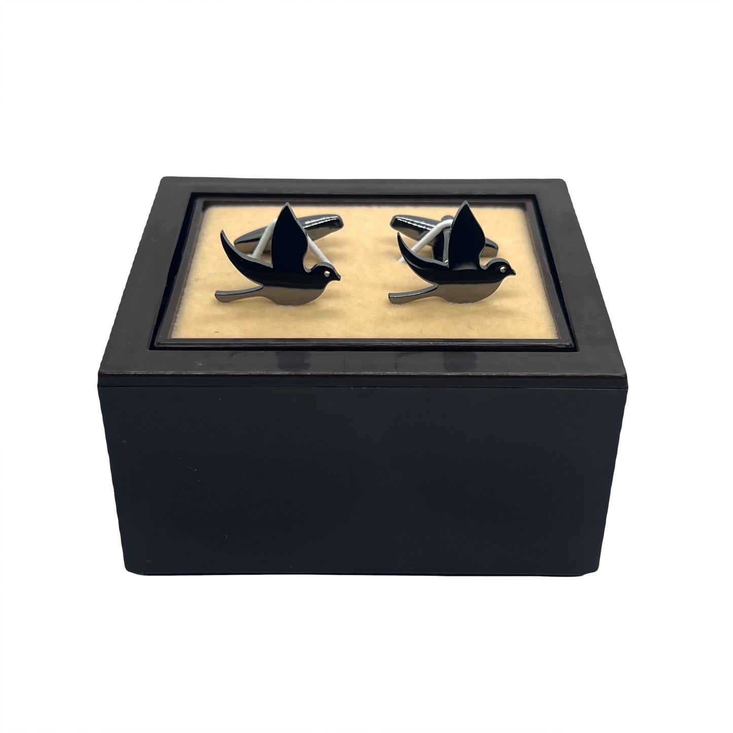 Pigeon Bird Grey Metallic Anime Cufflinks