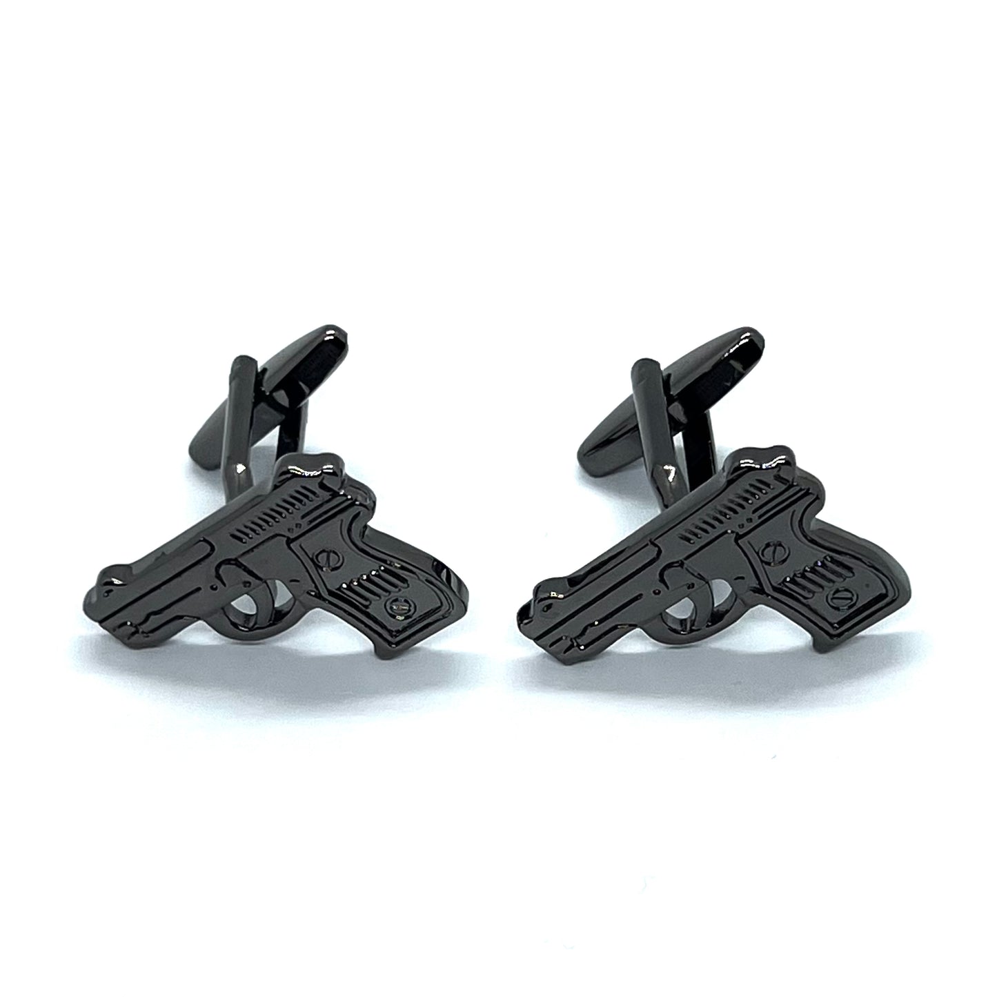 Metal Grey Pistol Cufflinks