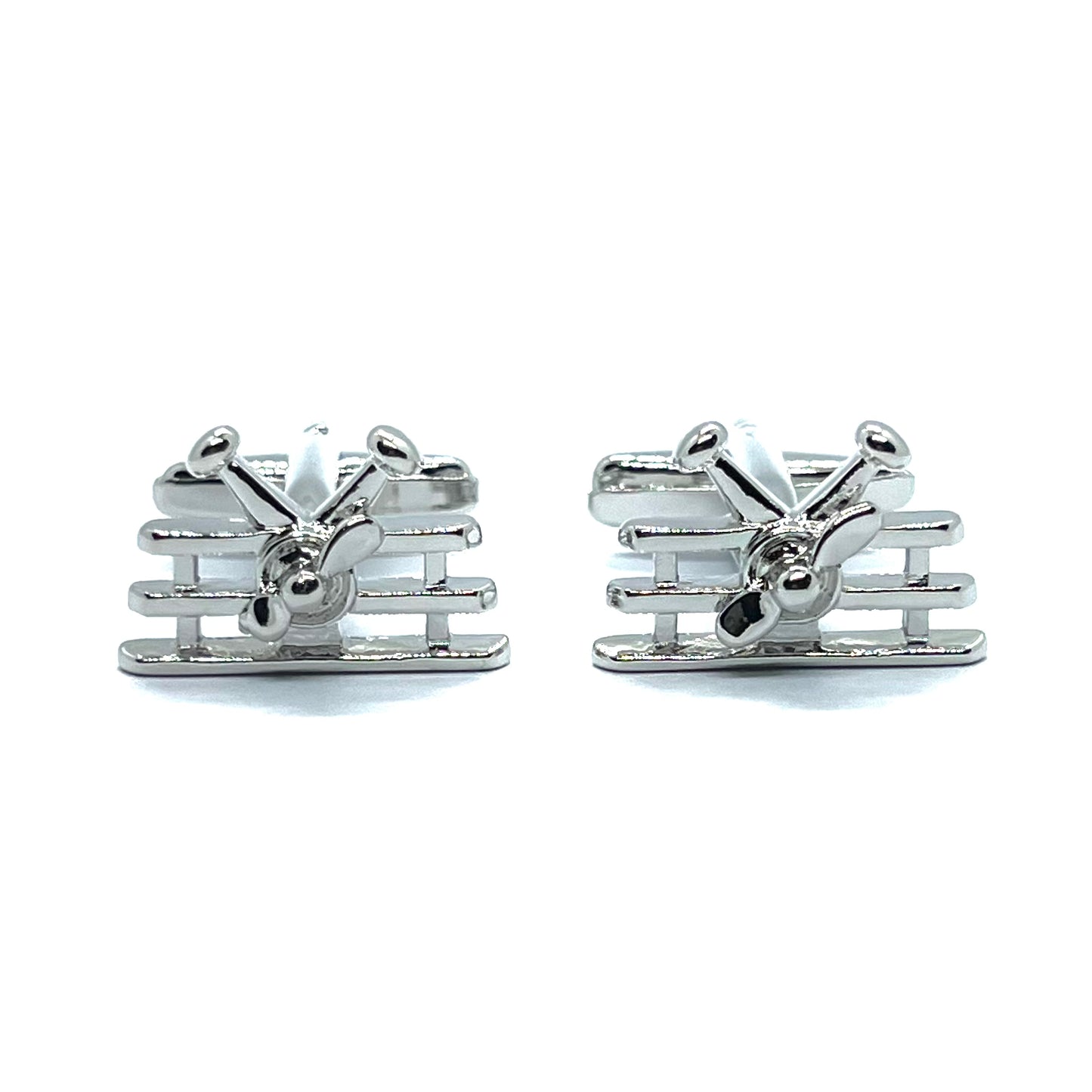 Monoplane Front Design Silver Cufflinks