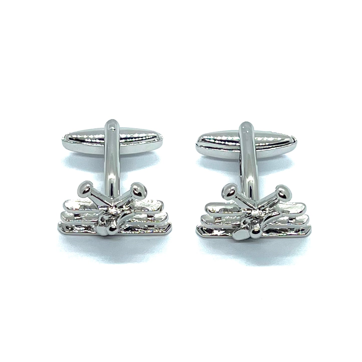 Monoplane Front Design Silver Cufflinks