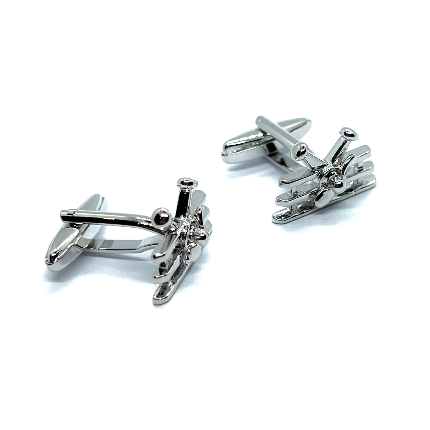 Monoplane Front Design Silver Cufflinks