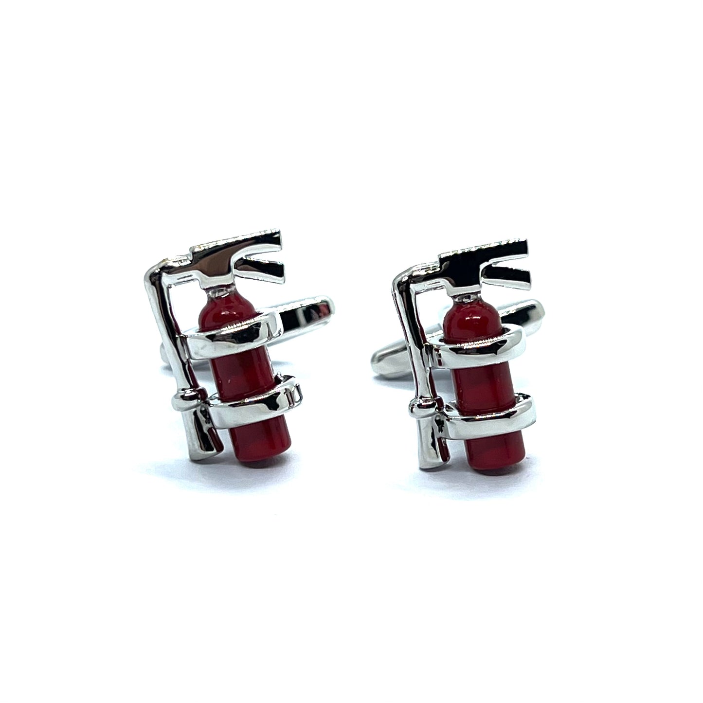 Fire Extinguisher Red Silver Cufflinks