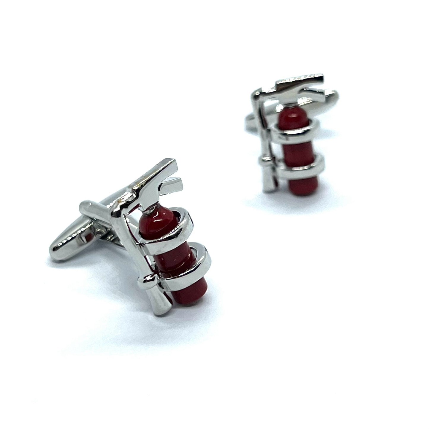 Fire Extinguisher Red Silver Cufflinks