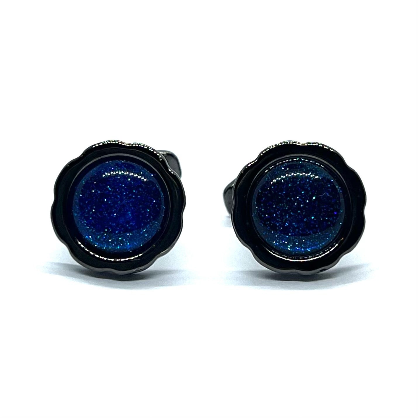 Blue Glit Grey Metallic Flora Cufflinks