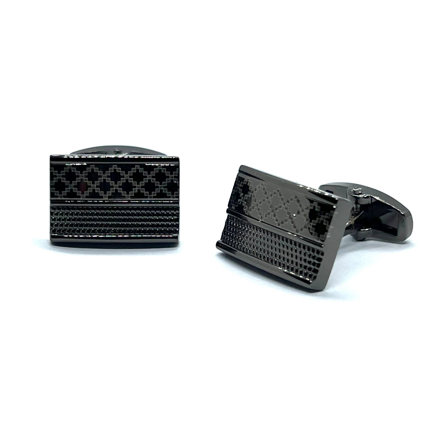 Recta Cross Textured Grey Metallic Cufflinks