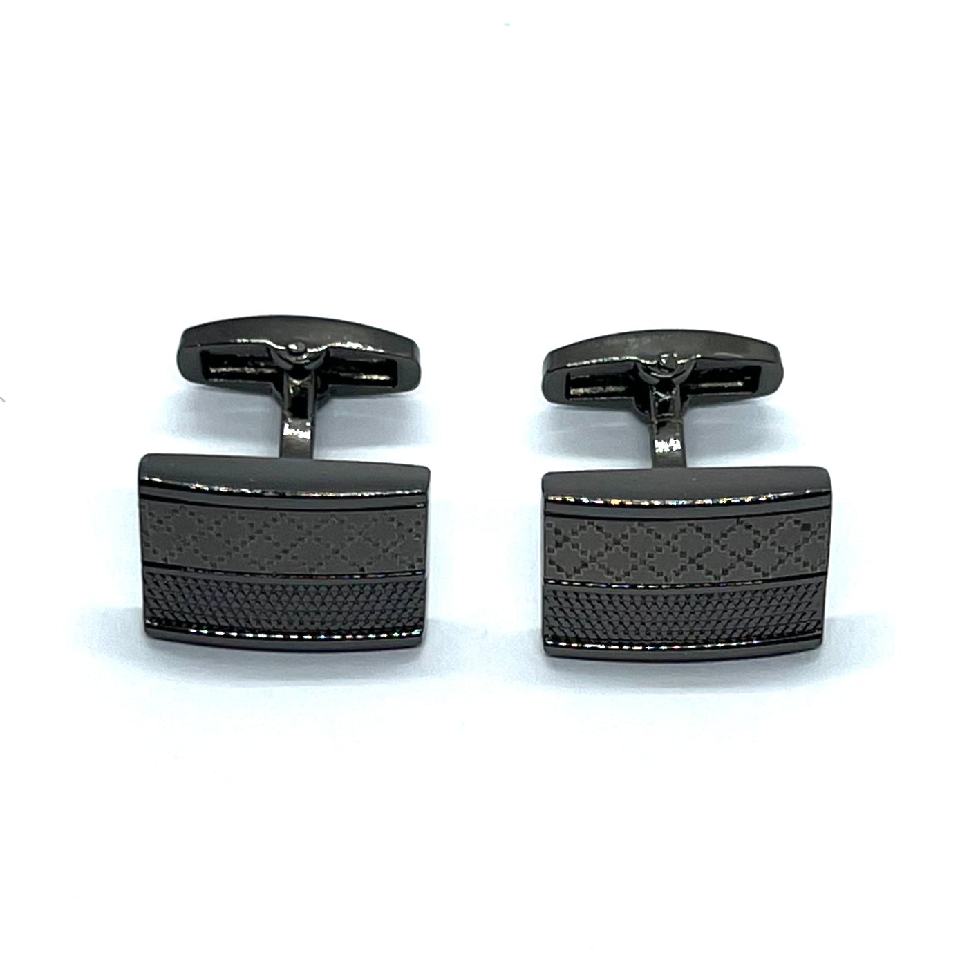 Recta Cross Textured Grey Metallic Cufflinks