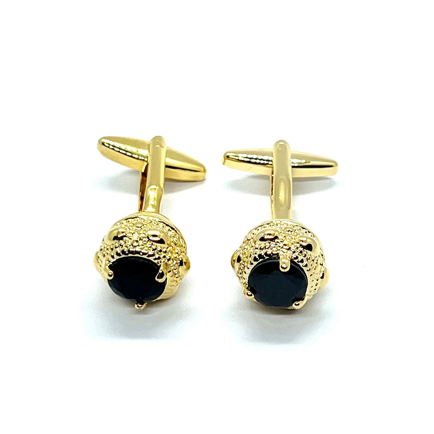 Black Zirconia Golden Cufflinks