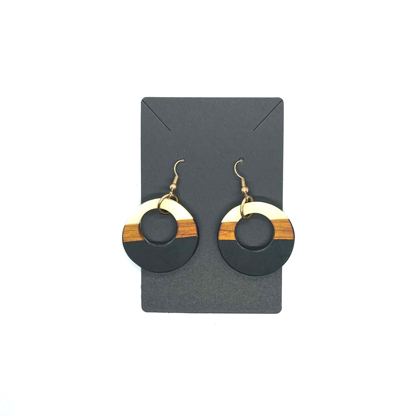 Wood Resin Round Hoop Earrings