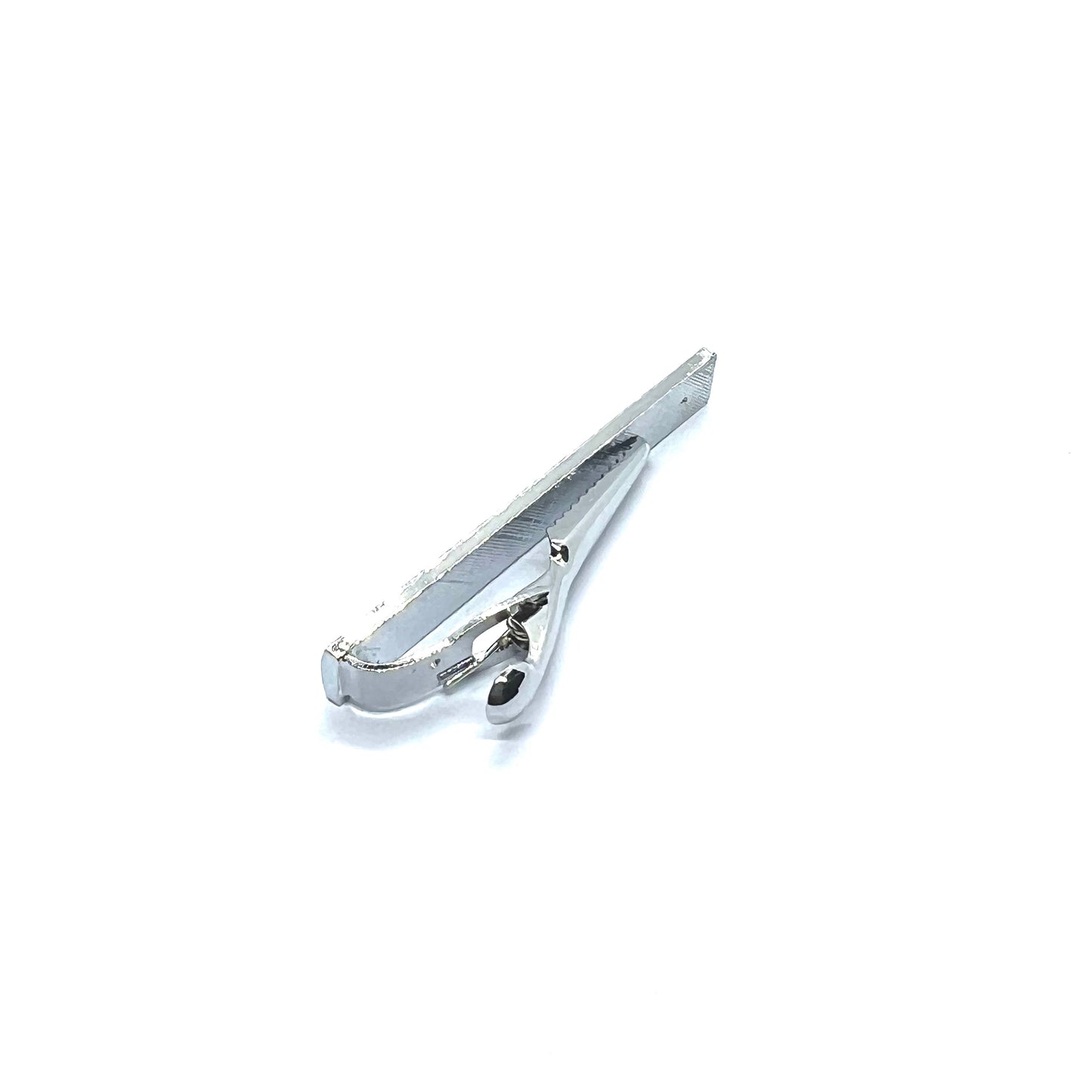 Floral Rhinestone Silver Tie Clip