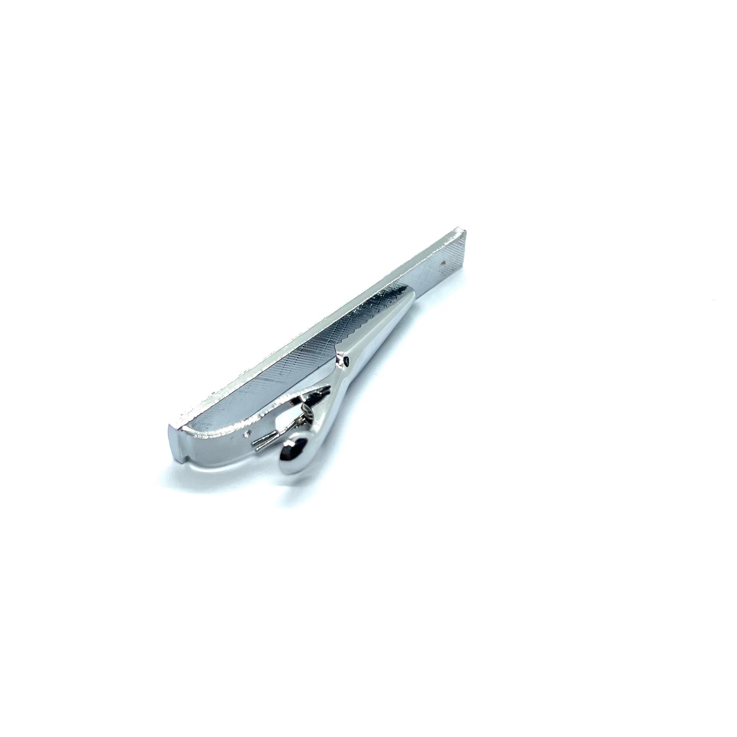 Floral Rhinestone Silver Tie Clip
