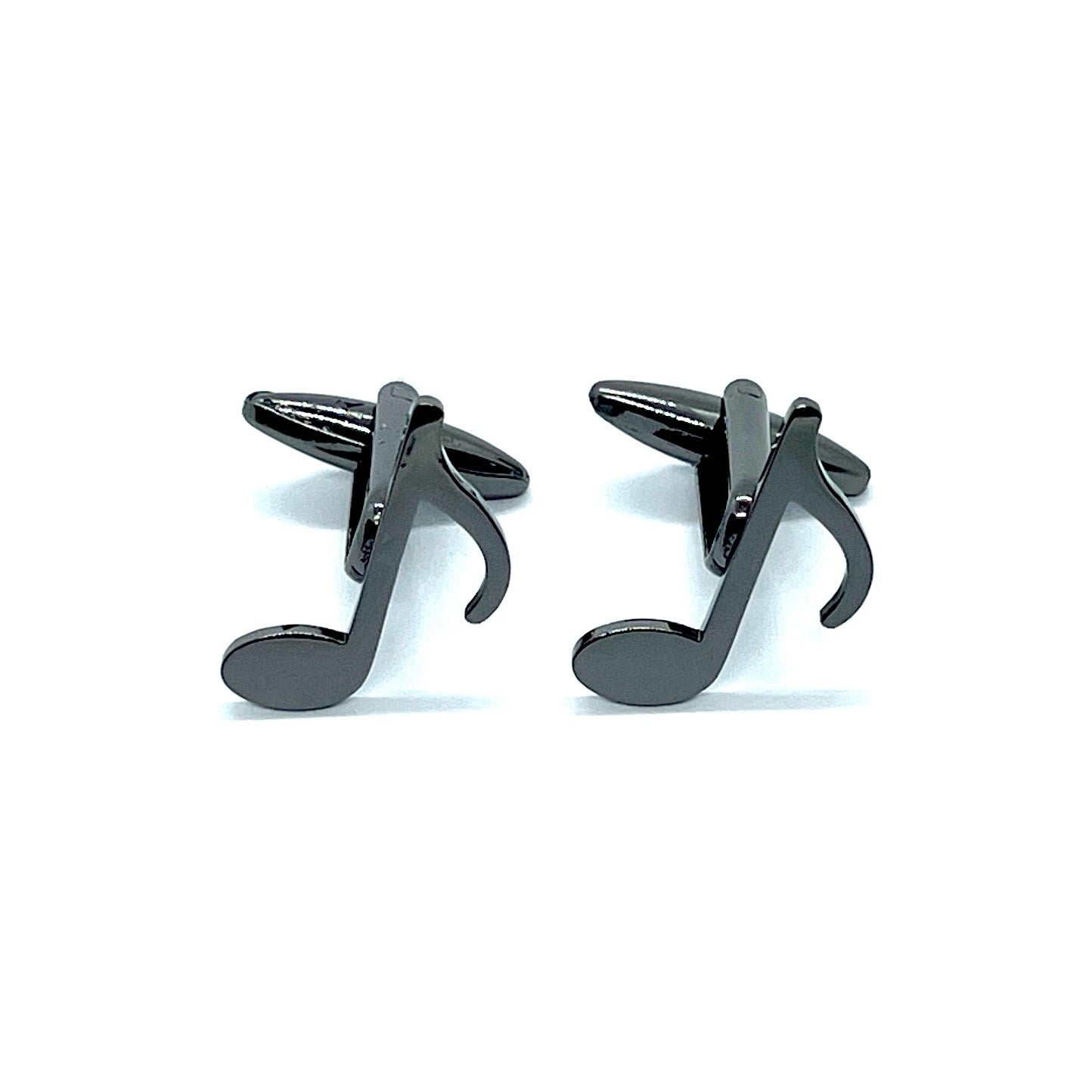 Quaver Eighth Musical Note Grey Metallic Cufflinks