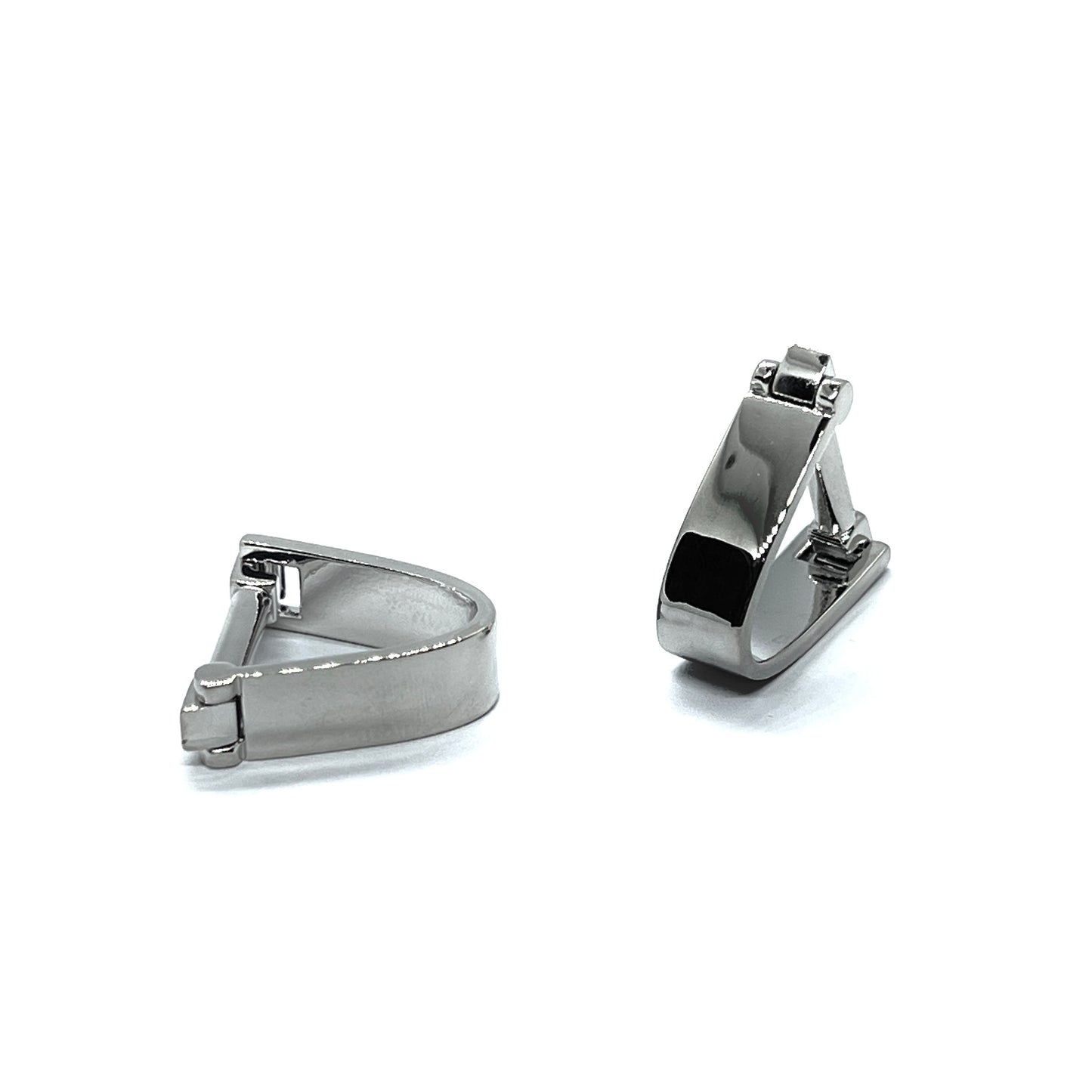 Snap Closure Silver Cufflinks