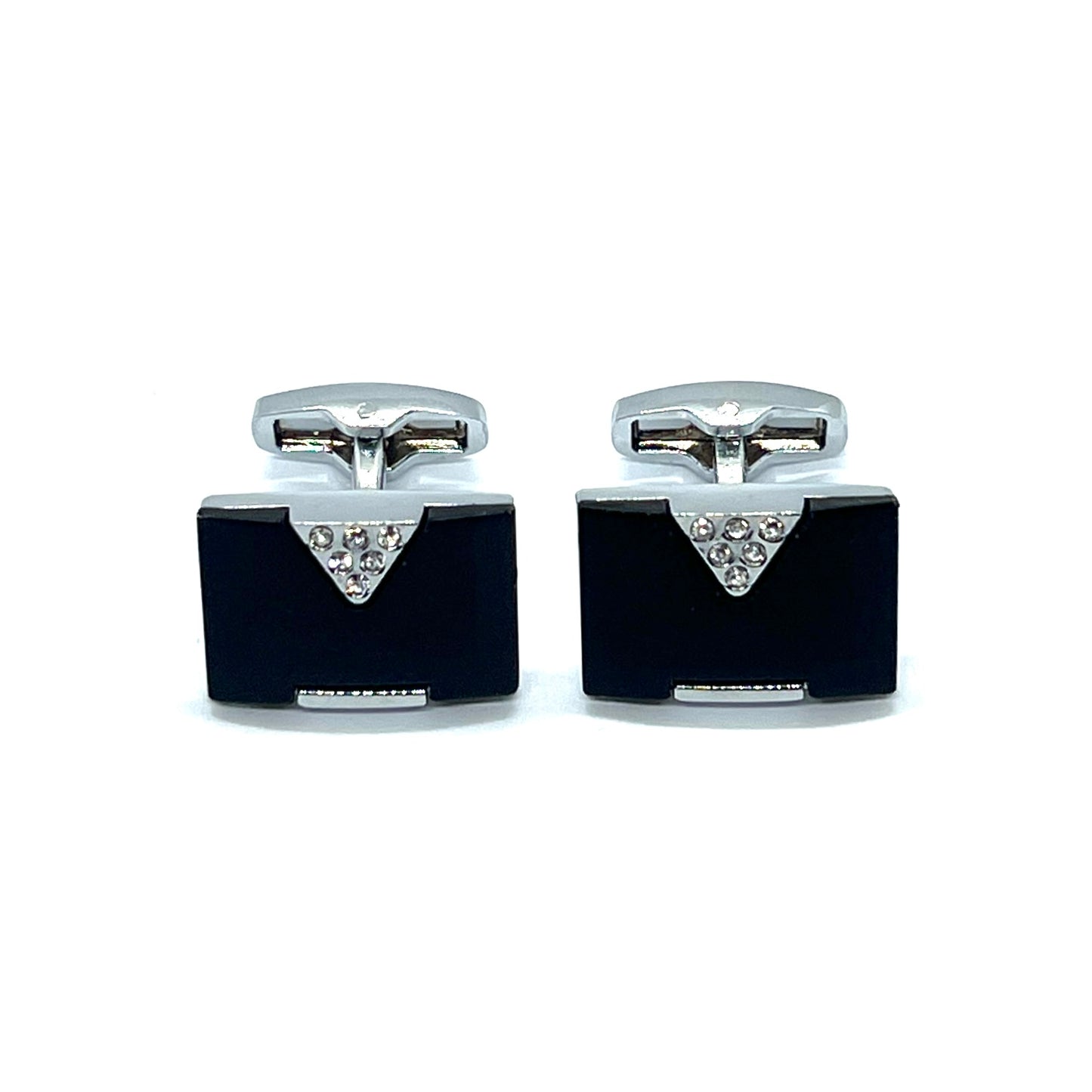 Rhino Tri Black Matt Silver Cufflinks