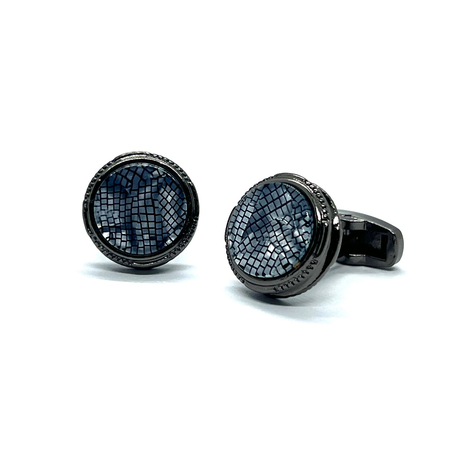 Blue Grad Textured Grey Metallic Cufflinks