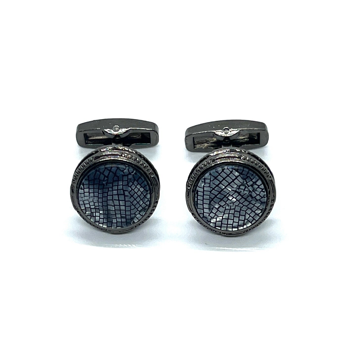 Blue Grad Textured Grey Metallic Cufflinks