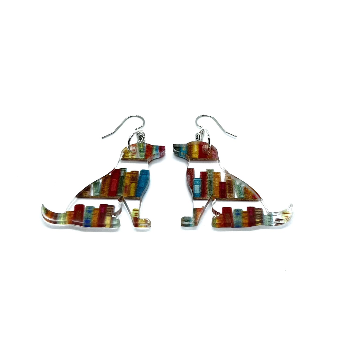 Acrylic Library Bookshelf Dog Pendant Earrings