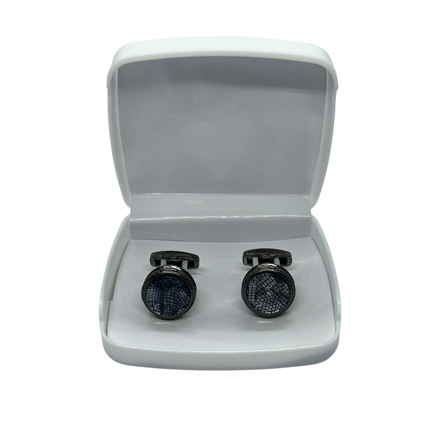 Blue Grad Textured Grey Metallic Cufflinks