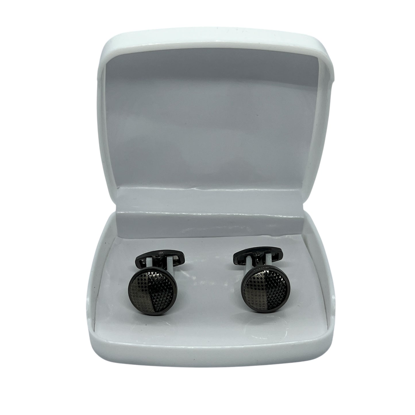 Round Textured Grey Metallic Cufflinks