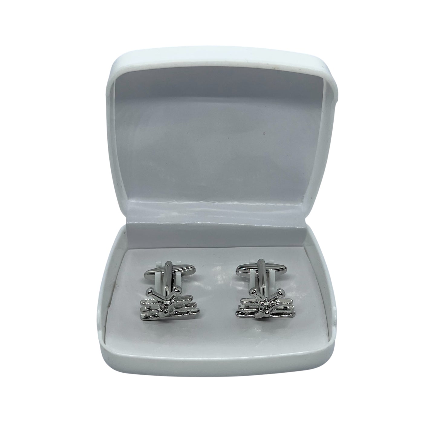 Monoplane Front Design Silver Cufflinks