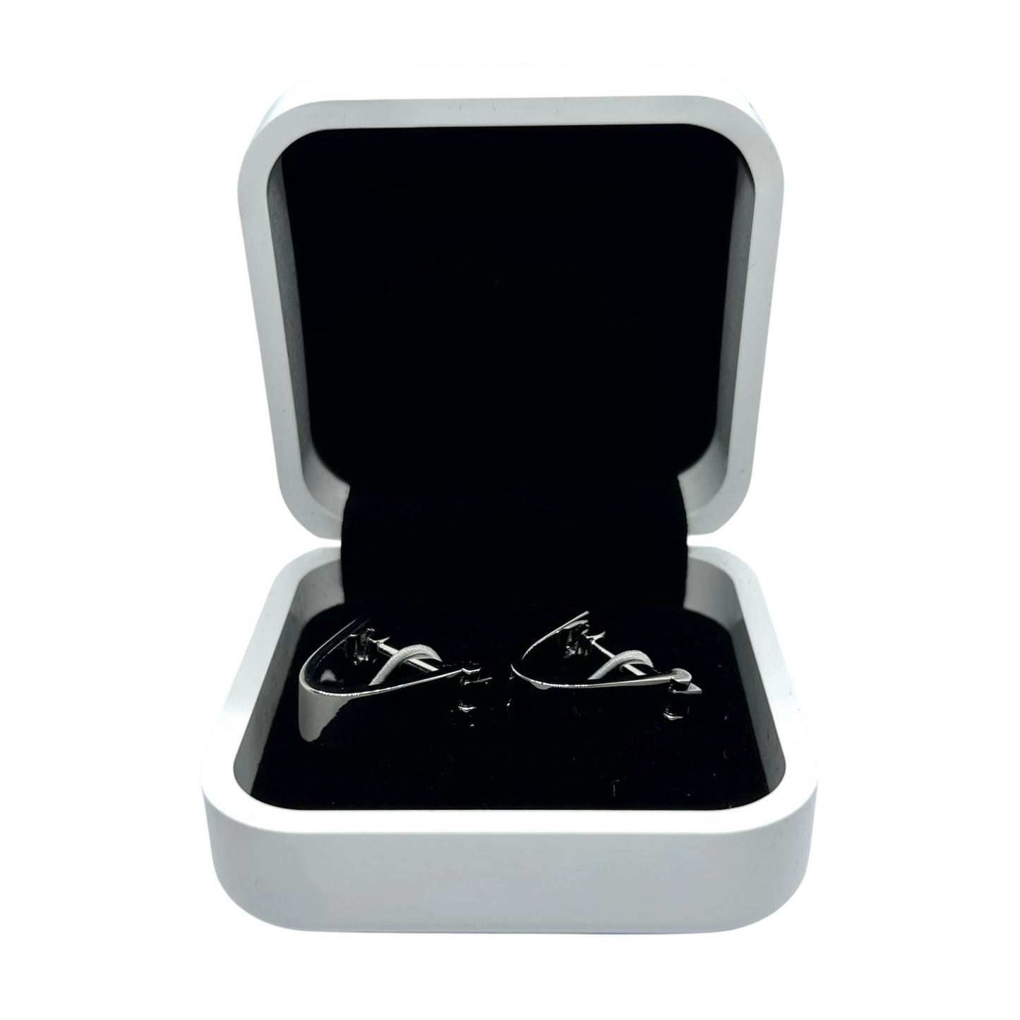 Snap Closure Silver Cufflinks