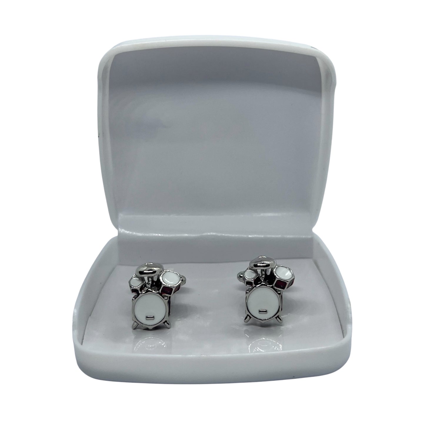 Drum Red Silver Cufflinks