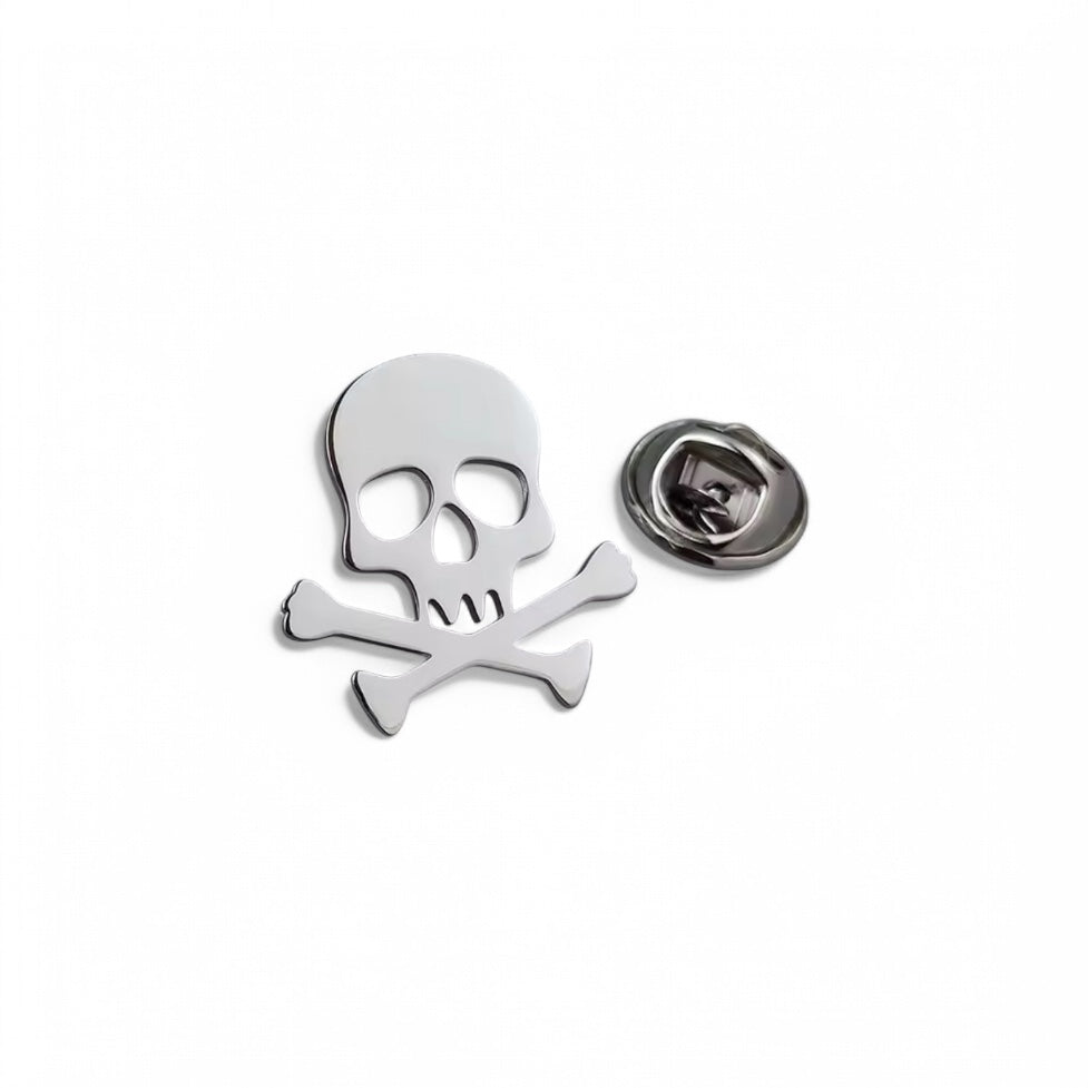 Skull And Bones Silver Lapel Pin