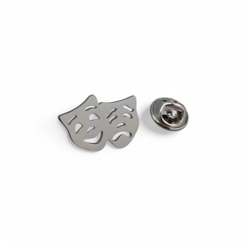 Joker Mask Face Silver Lapel Pin