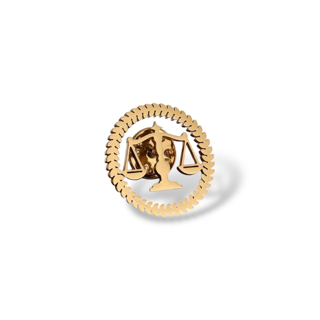 Lawyer Justice Judge Golden Lapel Pin