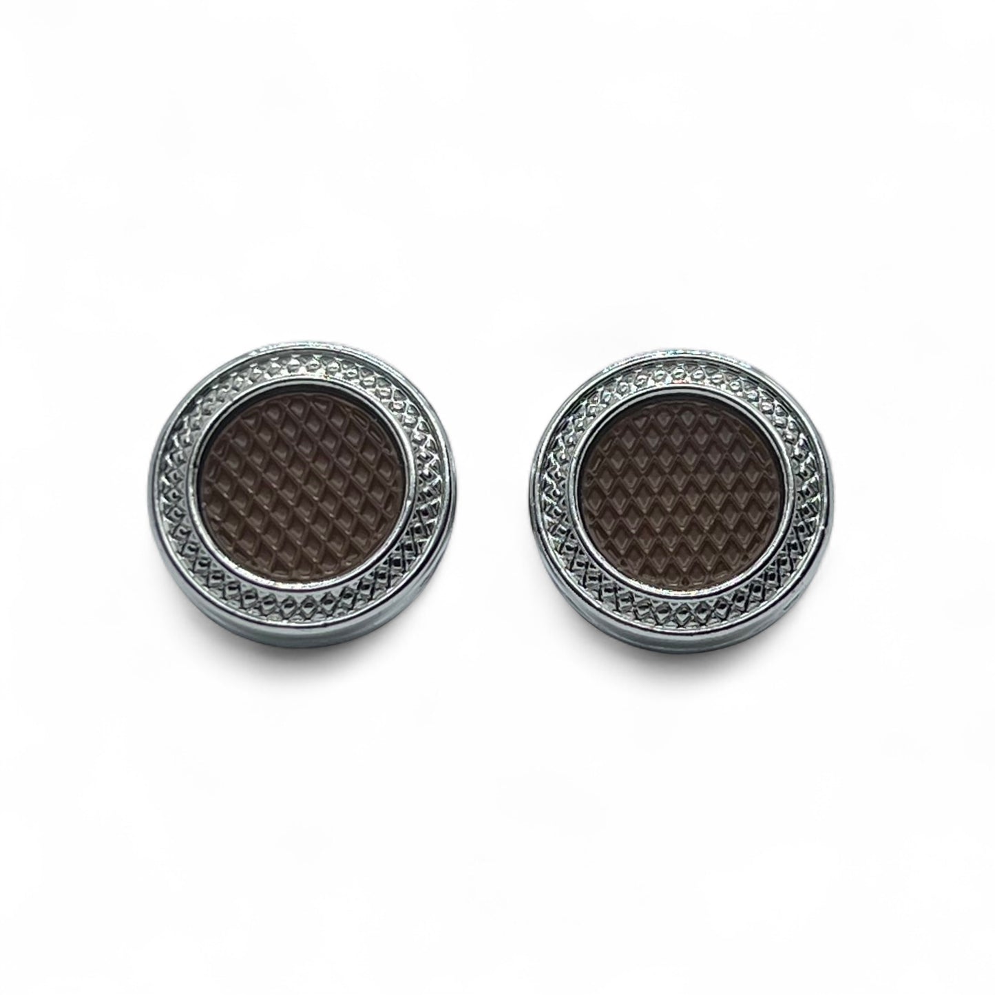 Brown Textured Silver Cufflinks