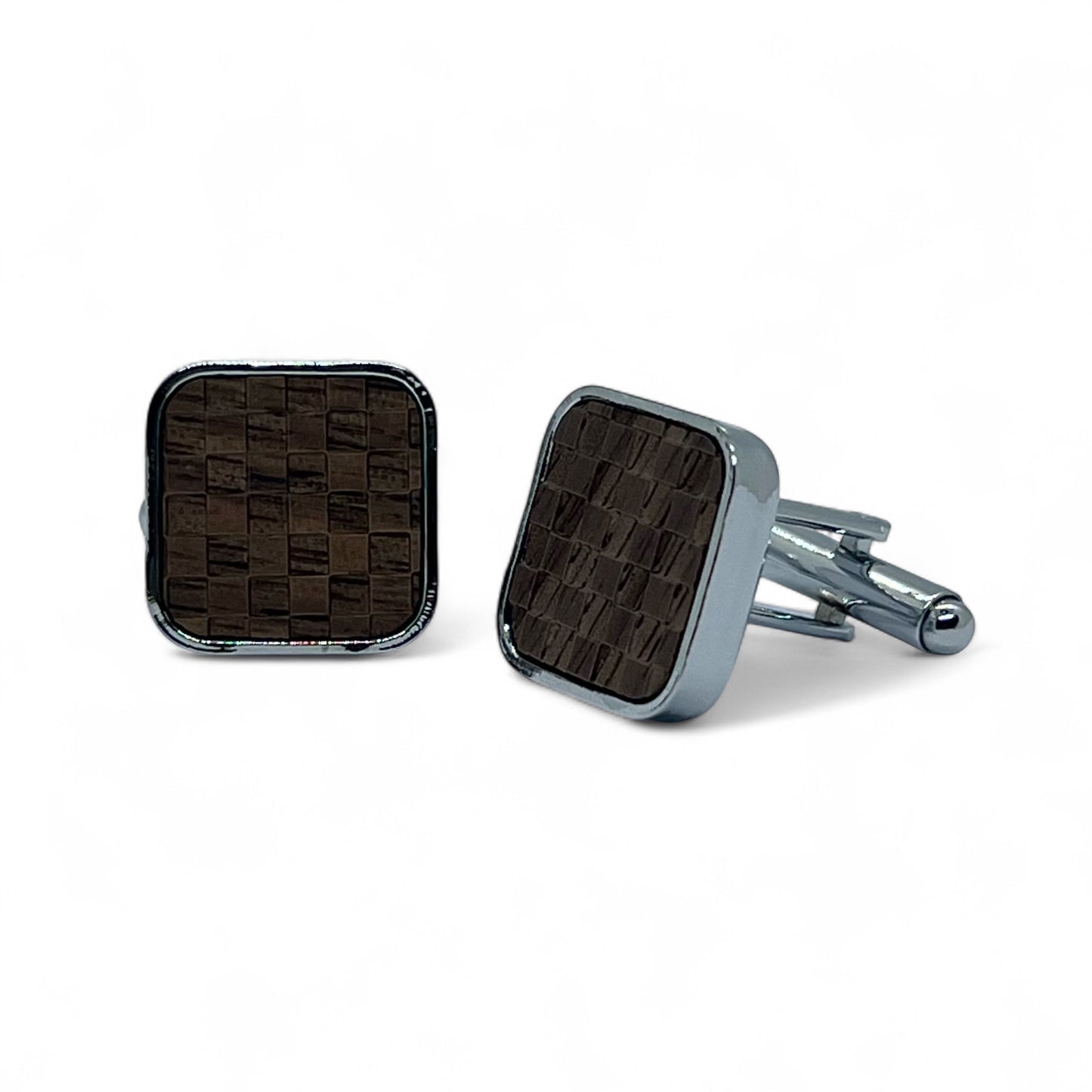 Wooden Chess Silver Cufflinks