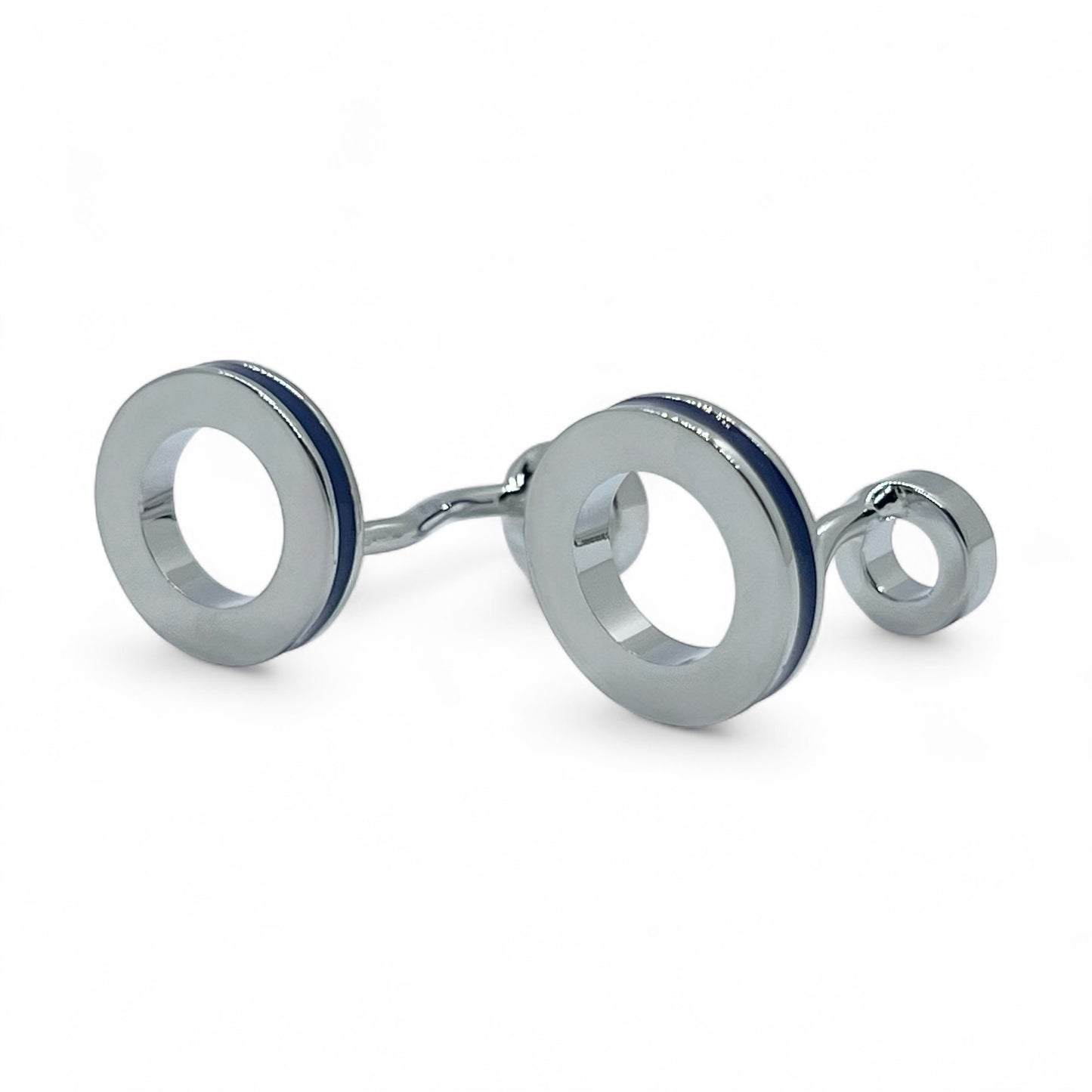 Blue Double Circle Silver Cufflinks