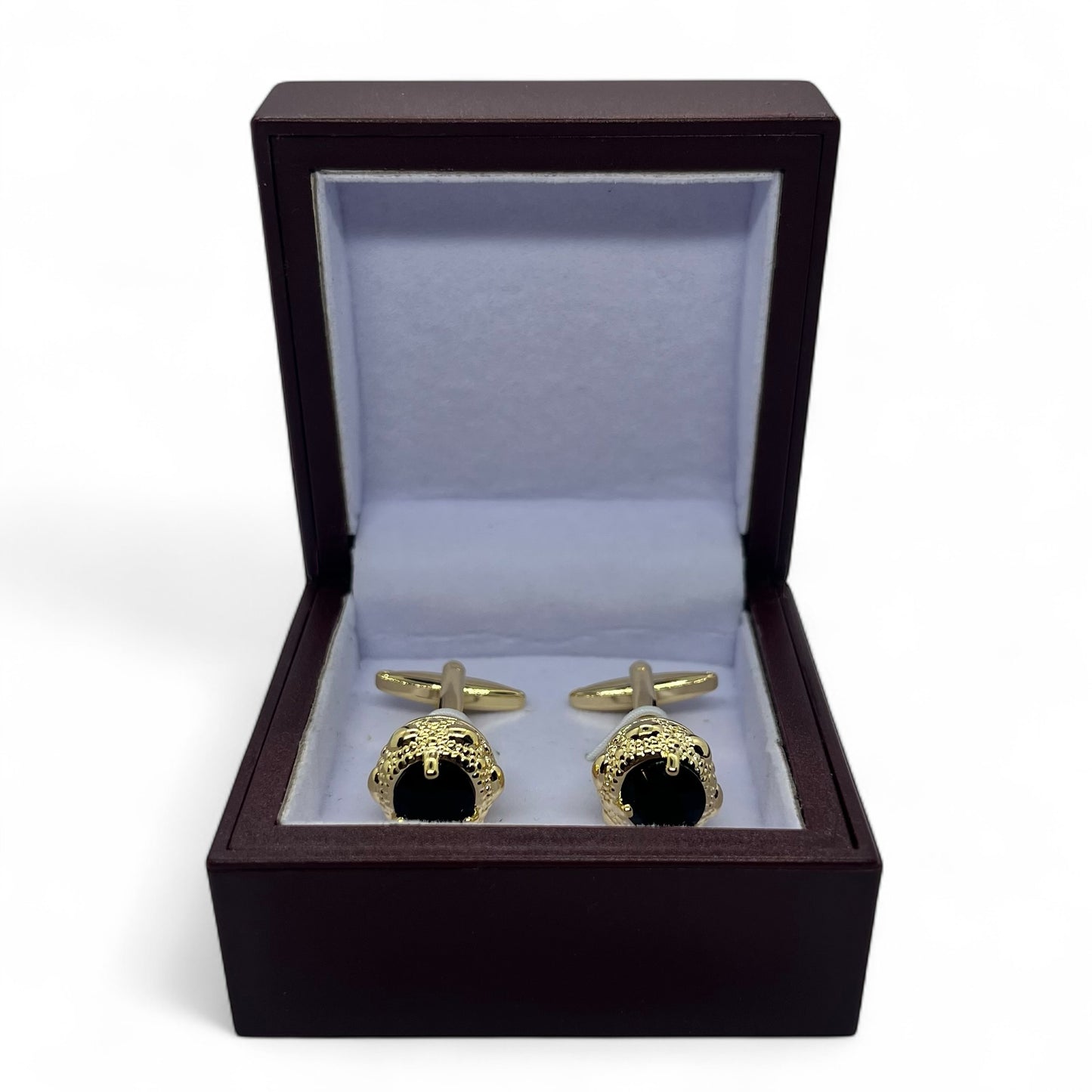 Black Zirconia Golden Cufflinks