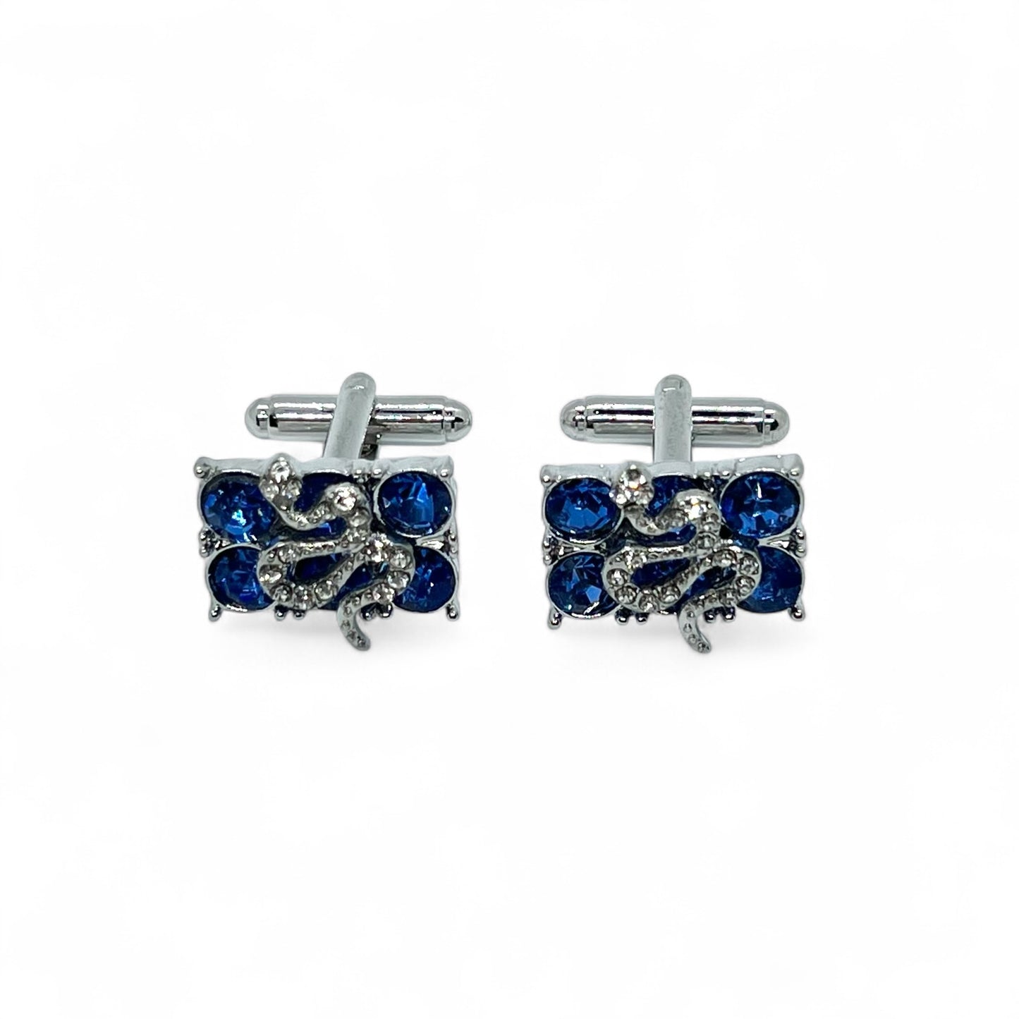Blue Rhino Snake Silver Cufflinks