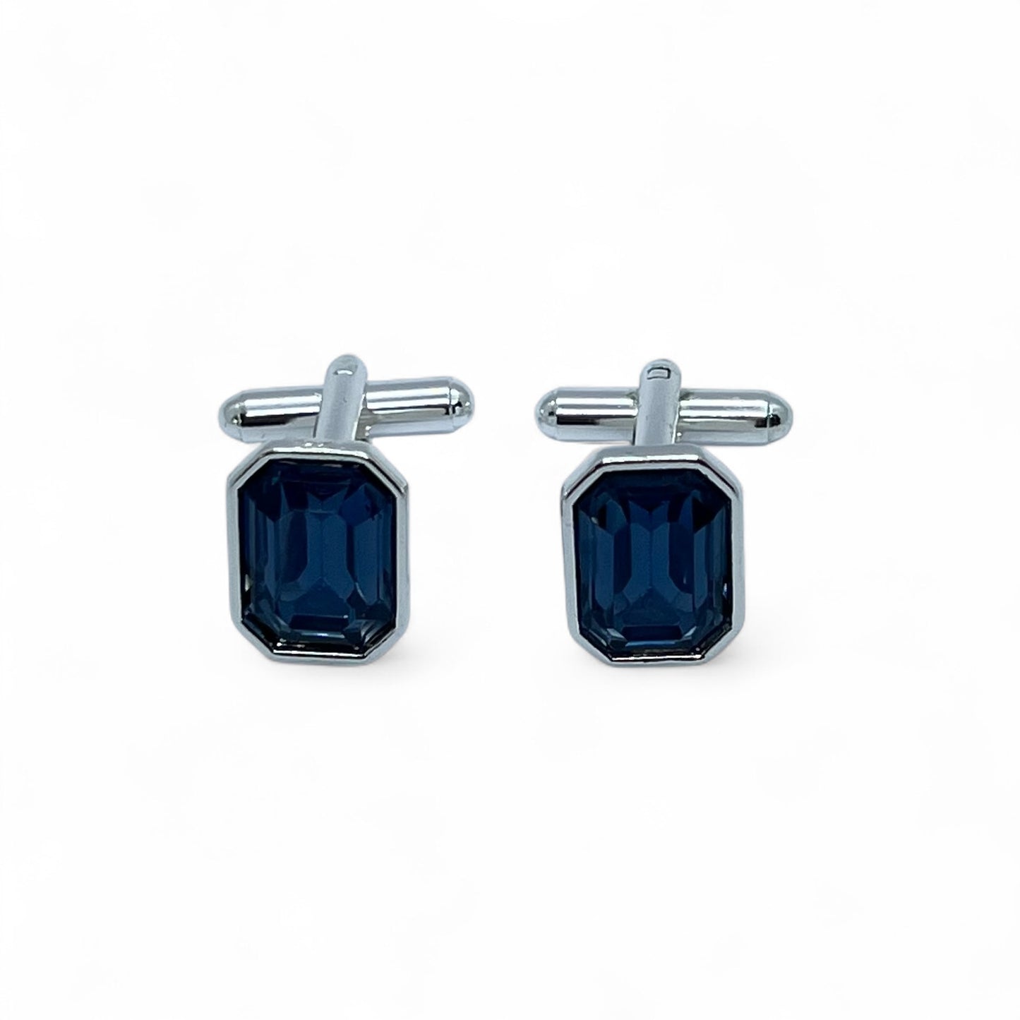Sapphire-Tone Silver Cufflinks