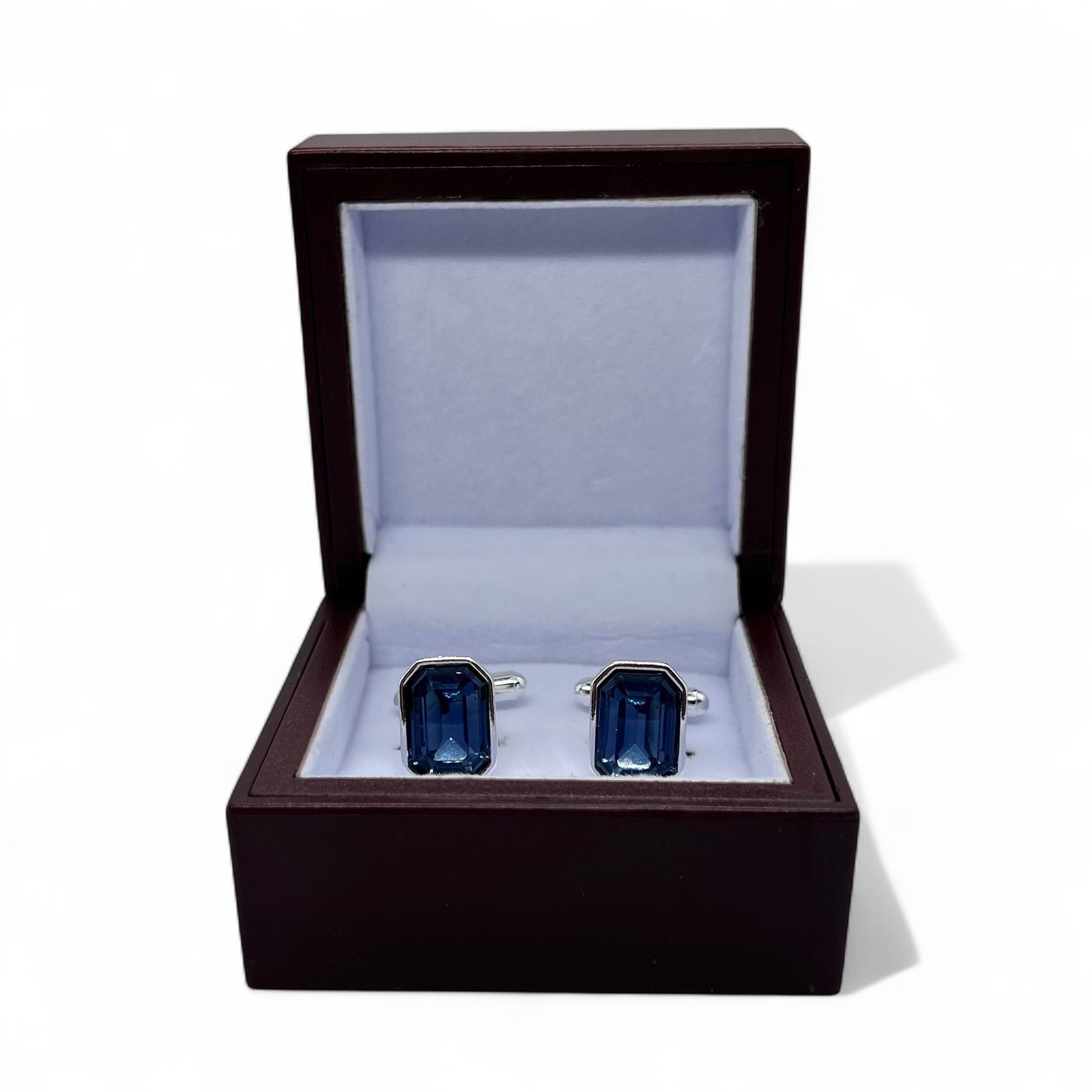 Sapphire-Tone Silver Cufflinks