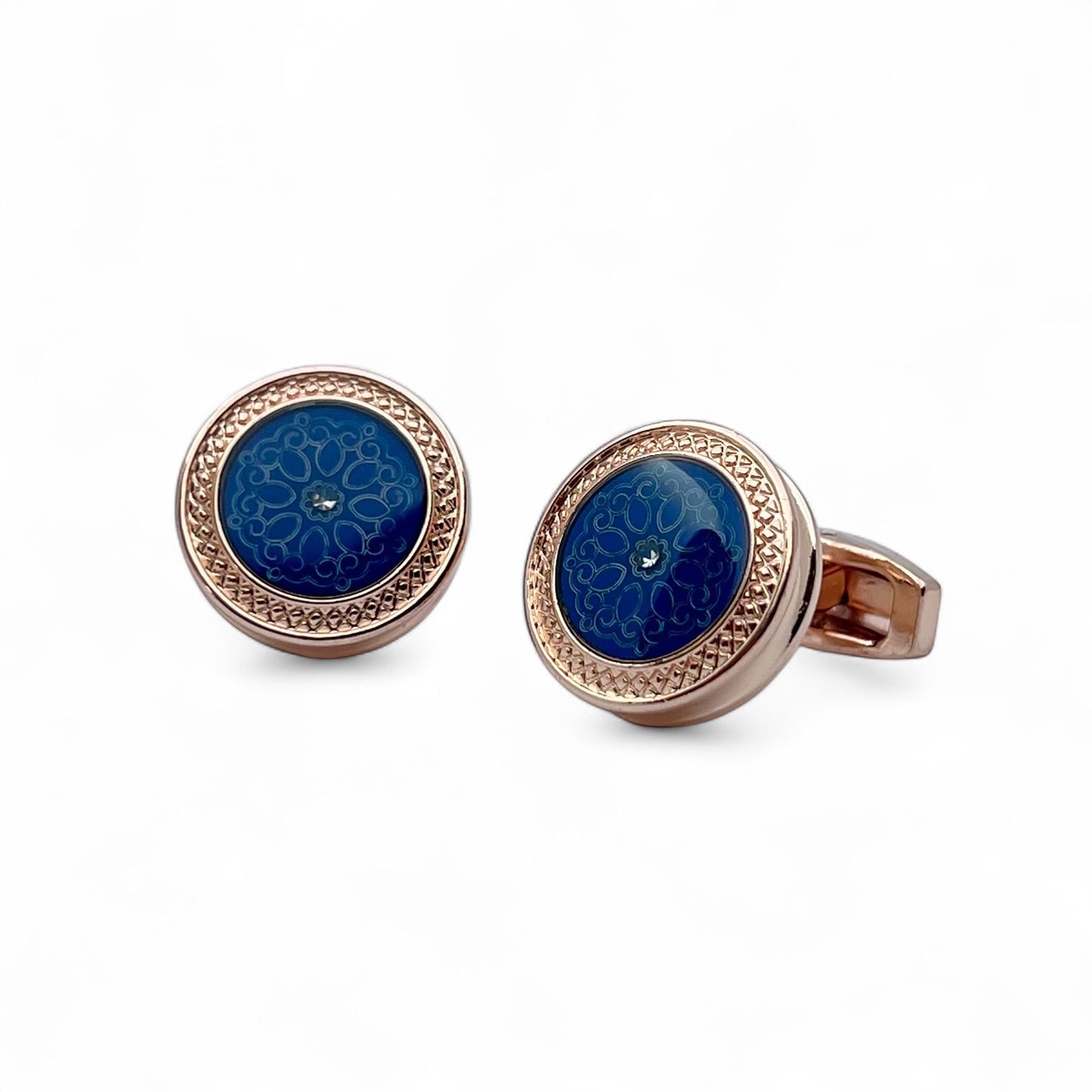 Blue Monarch Rose Gold Cufflinks