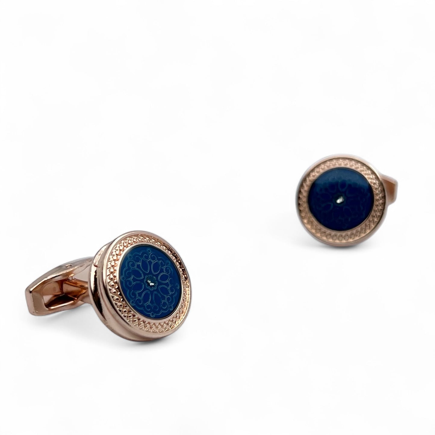 Blue Monarch Rose Gold Cufflinks