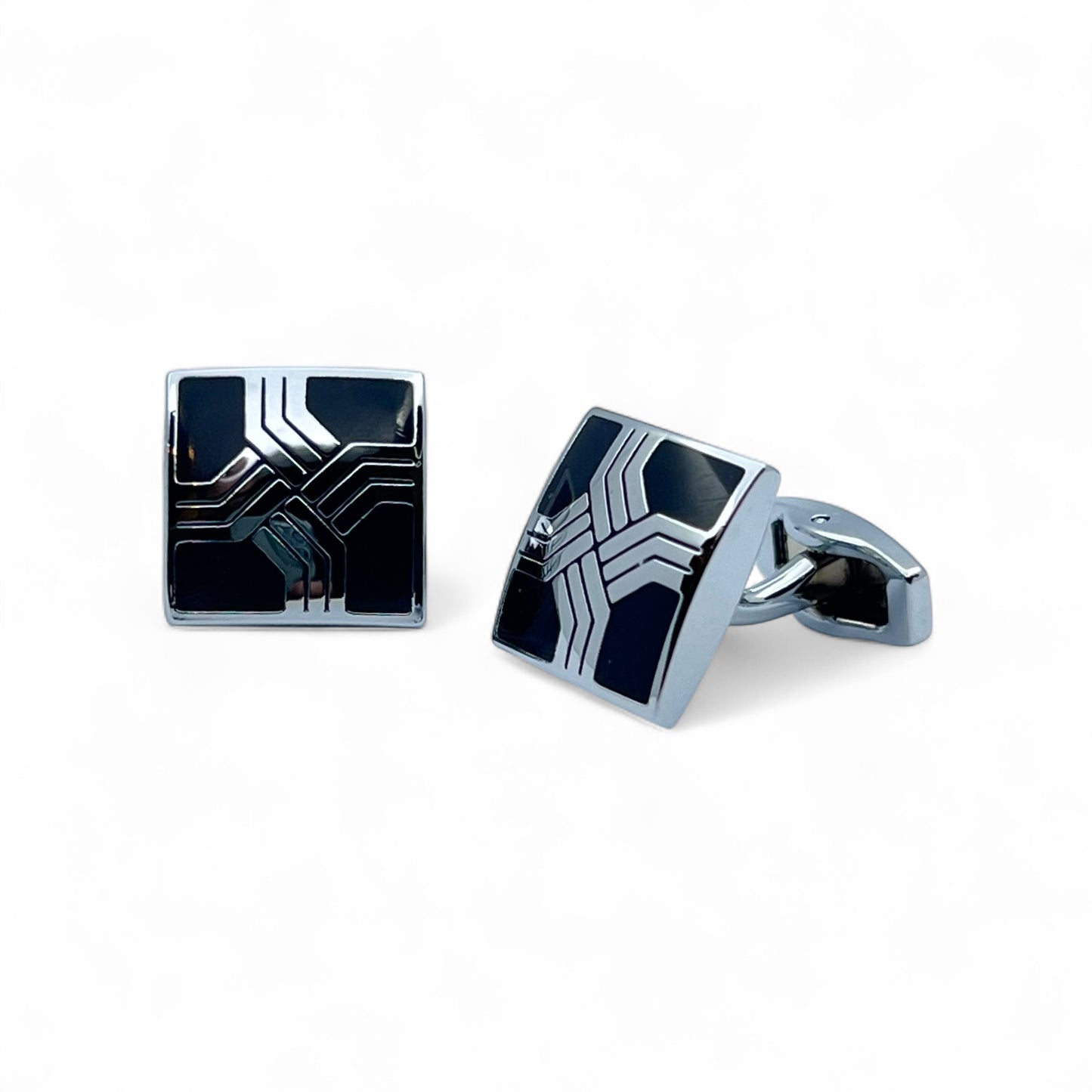 Axis Cross Black Silver Cufflinks