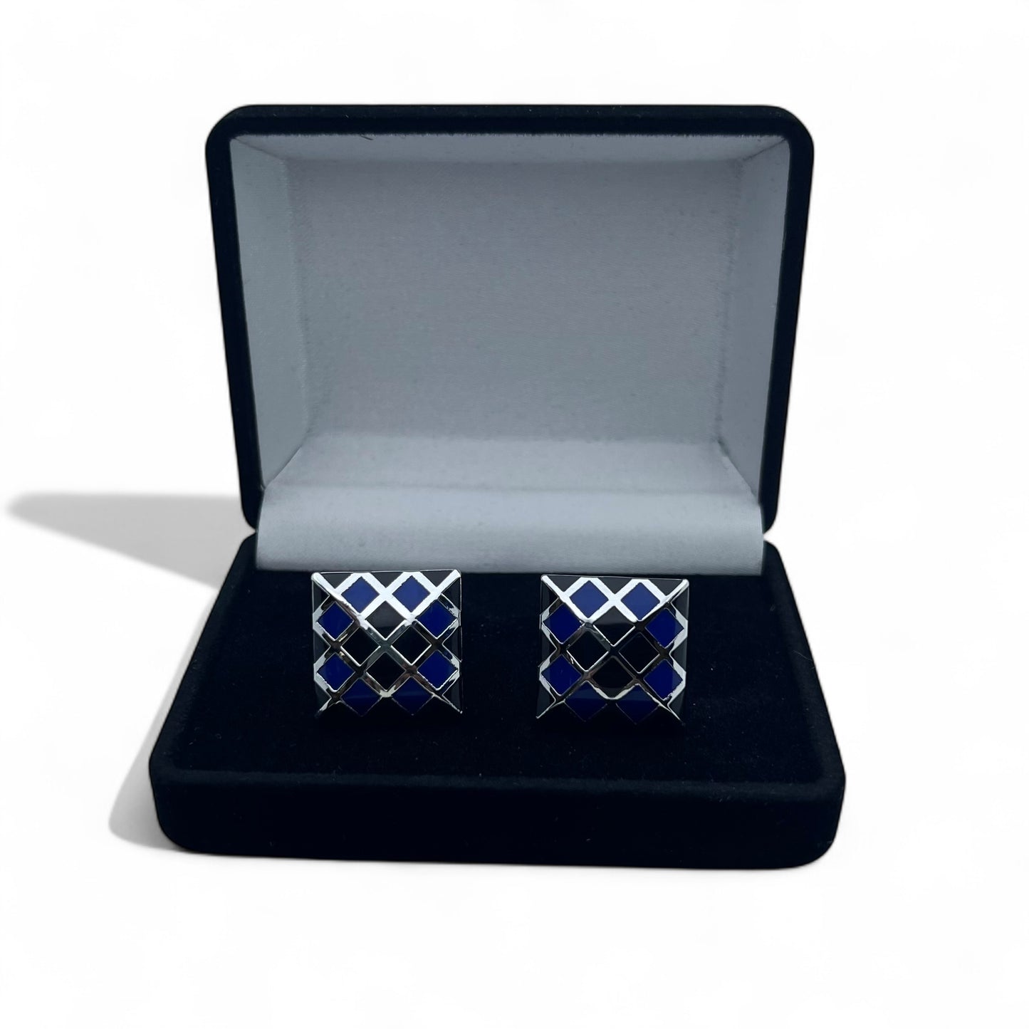 Azure Grid Silver Cufflinks