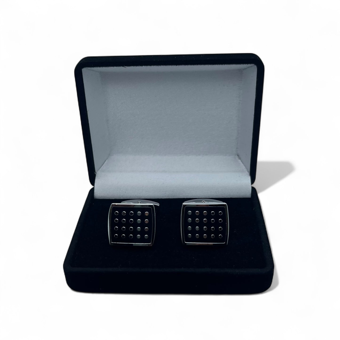 Dotted Grid Silver Cufflinks