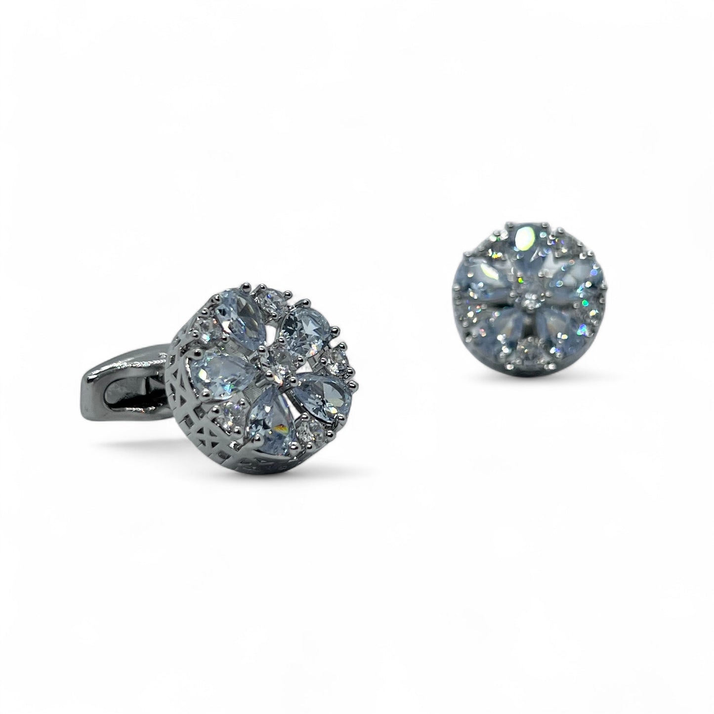Crystal Bloom Silver Cufflinks