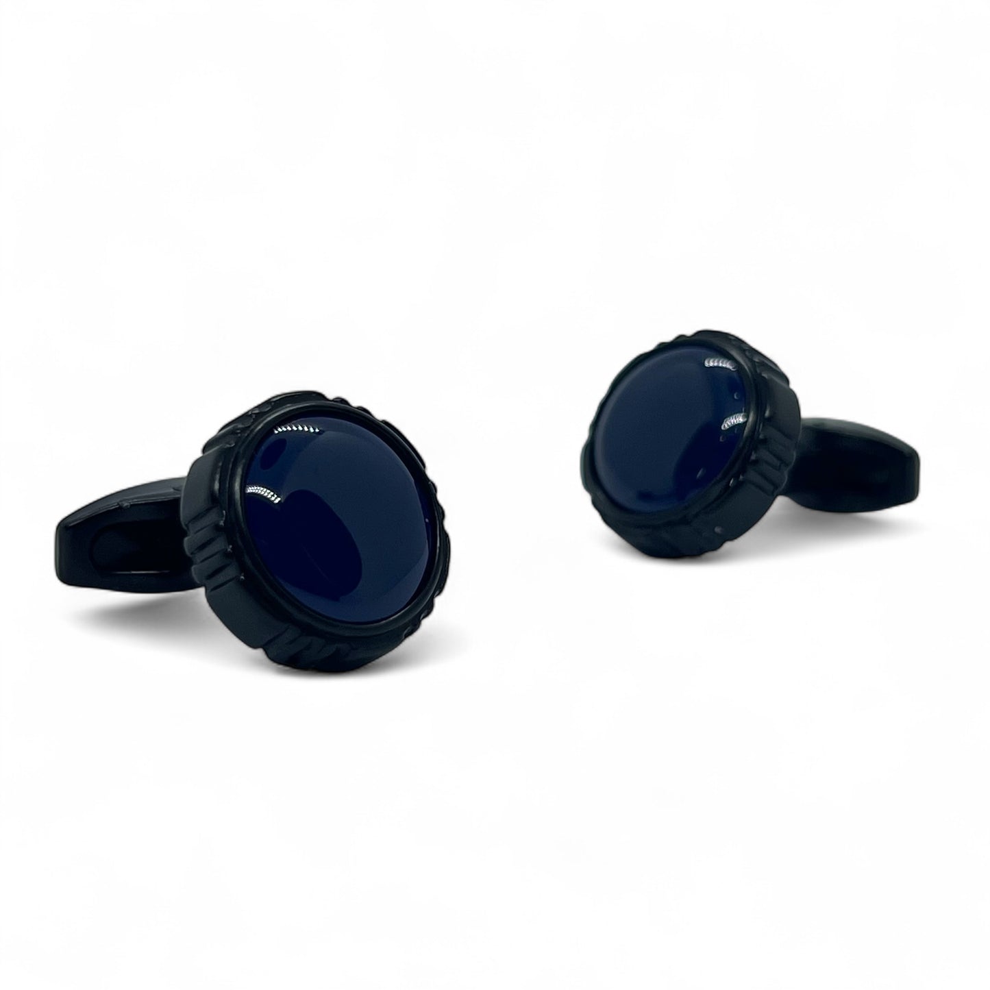 Dark Blue Orb Black Cufflinks