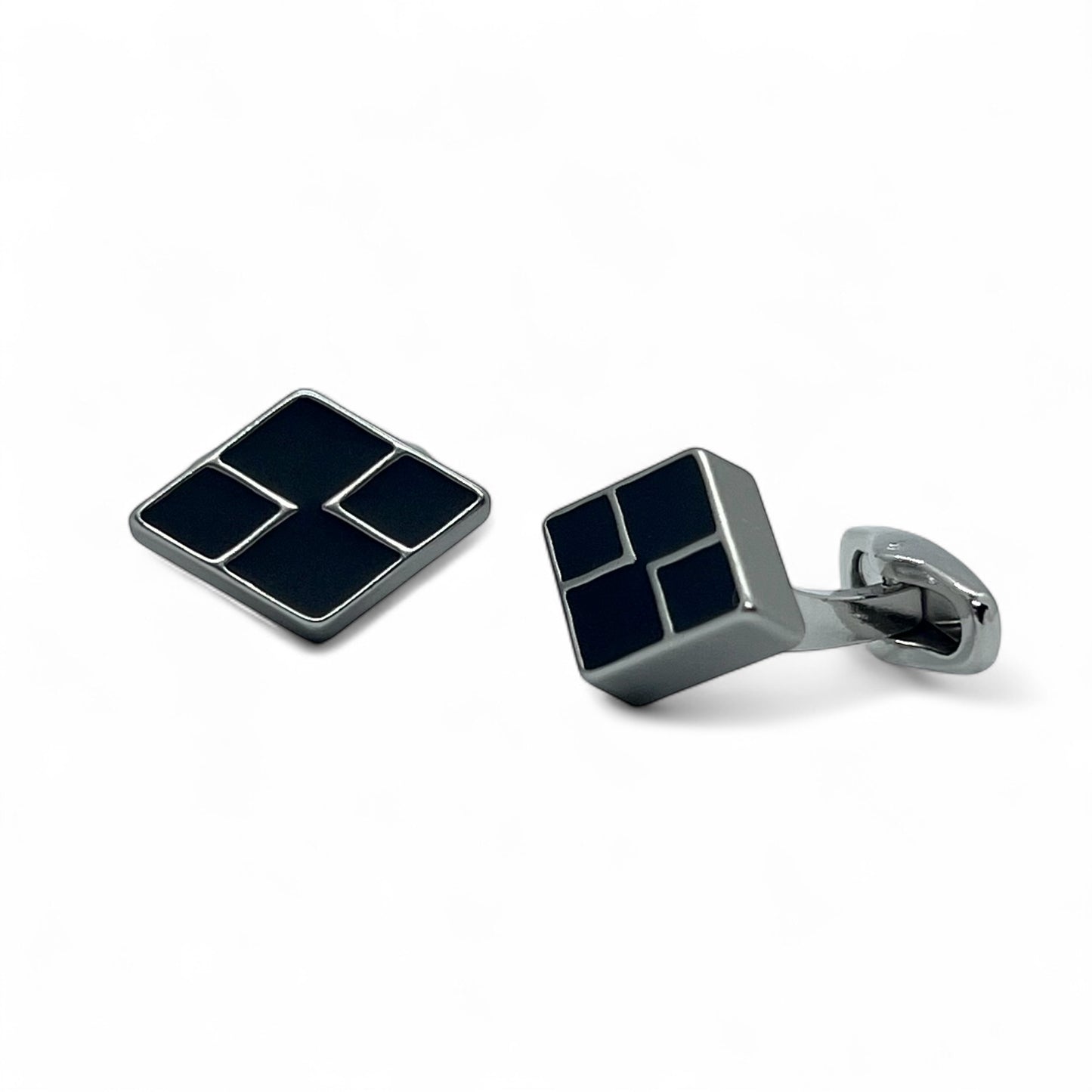 Matrix Edge Matte Silver Cufflinks