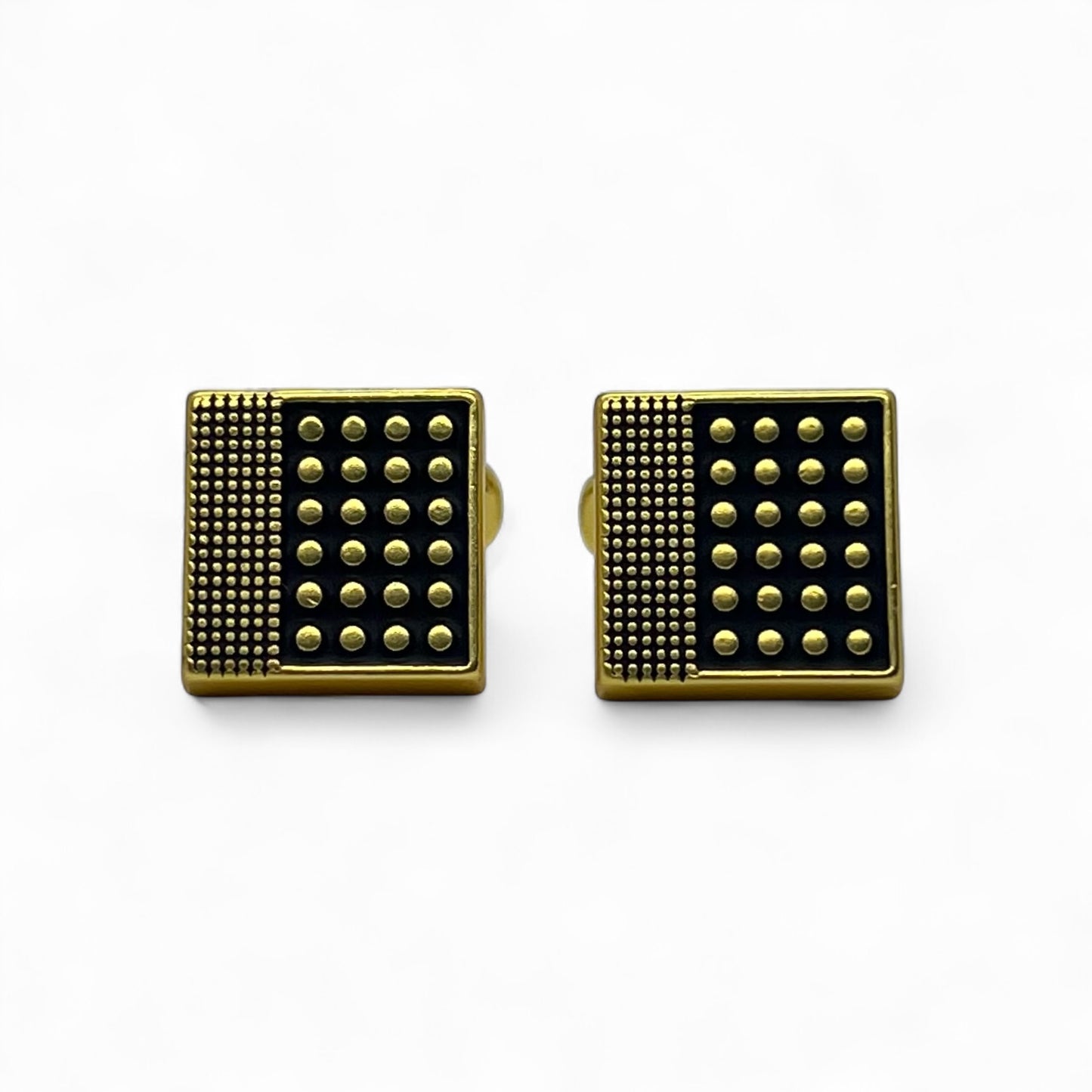 Grid Noir Matte Golden Cufflinks