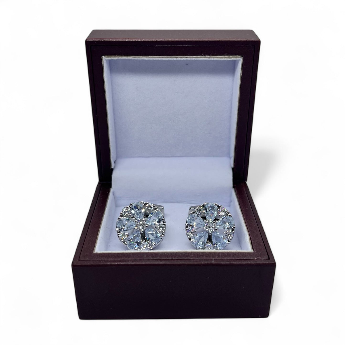 Crystal Bloom Silver Cufflinks