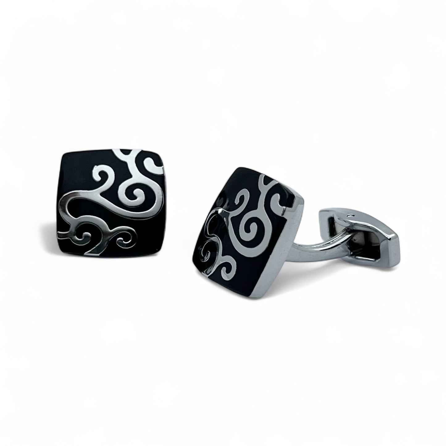 Ebon Flow Silver Cufflinks