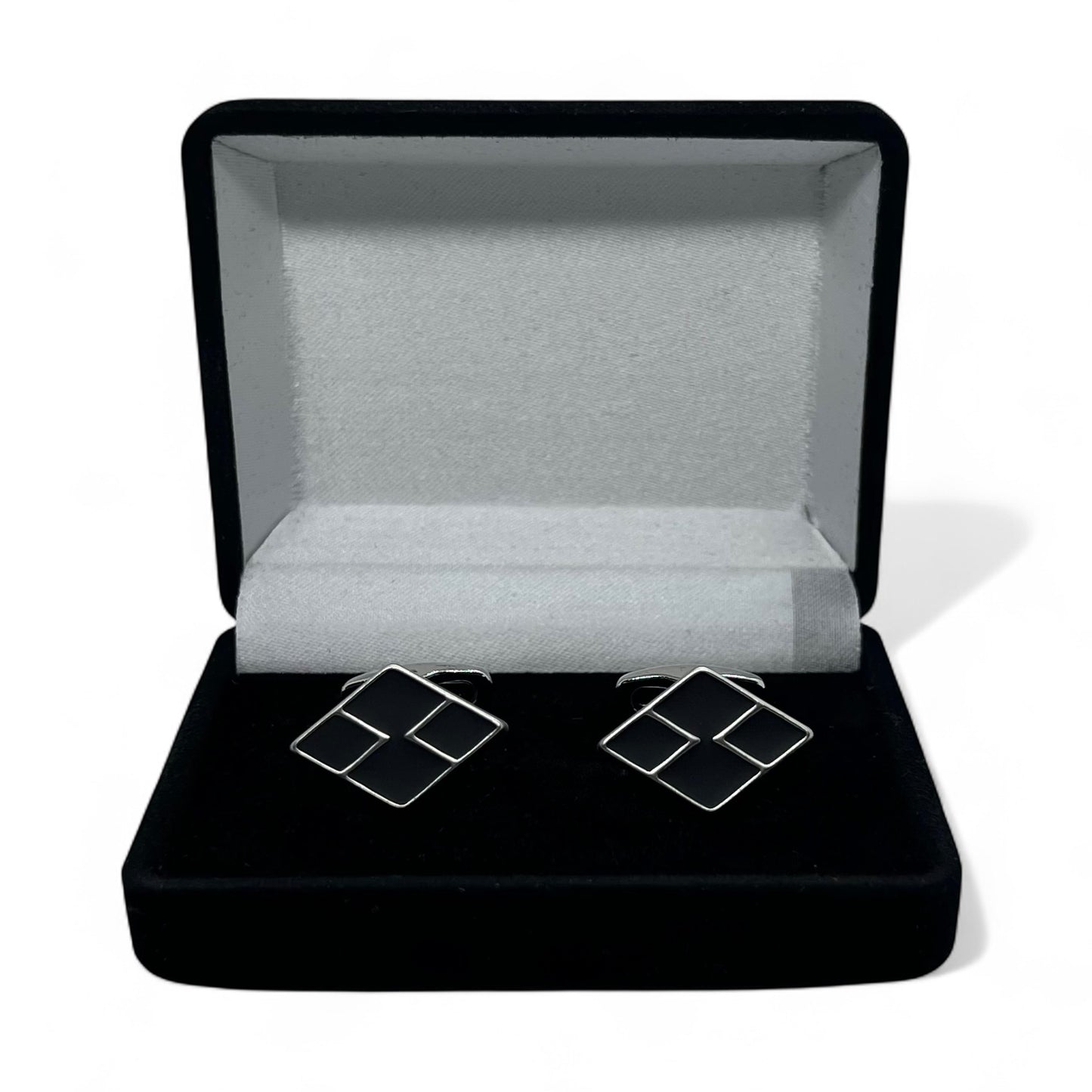 Matrix Edge Matte Silver Cufflinks