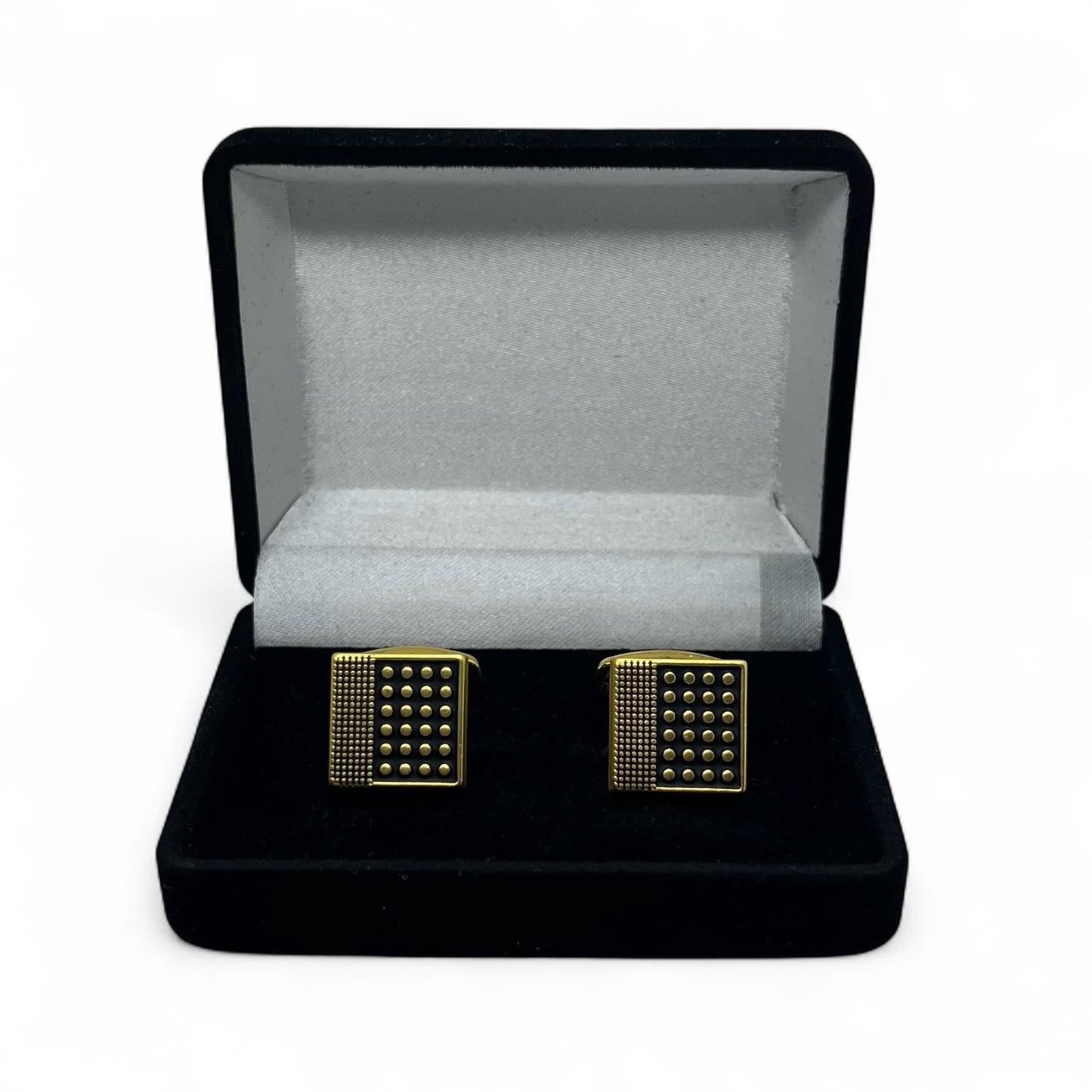 Grid Noir Matte Golden Cufflinks