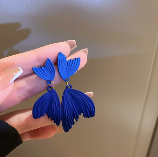 Irregular Acrylic Resin Geometric Blue Design Earrings